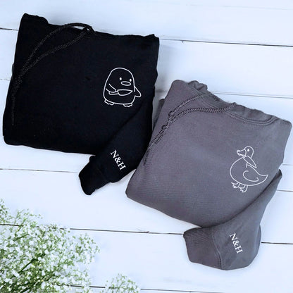 Custom Duck Duck Goose Sweatshirt or Hoodie, Embroidered for Couple Valentine's Gifts