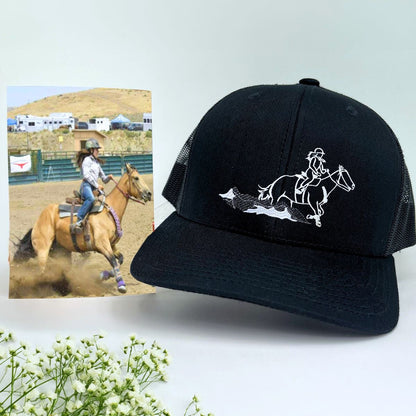 Custom Embroidered Horse Mom Hat from Photo, Equestrian Gift
