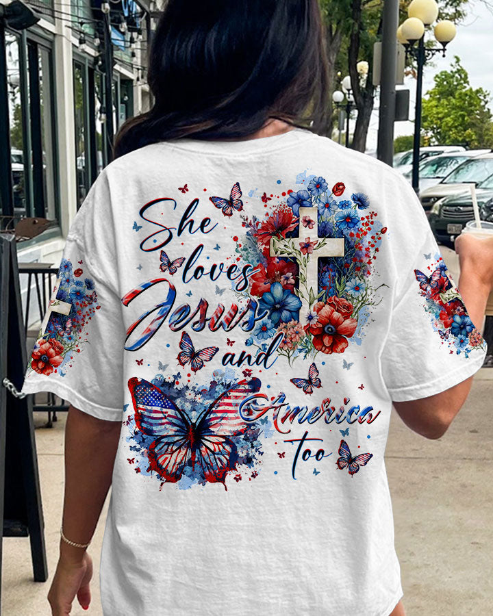 She Loves Jesus And America Too Women's All Over Print Shirt - Tltr2107231