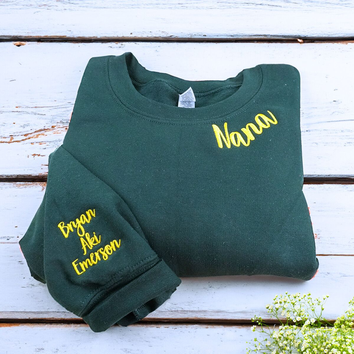 Aunt Sweatshirt or Hoodie with Niece or Nephew Names on Sleeve, Custom Embroidered Gift for Aunt