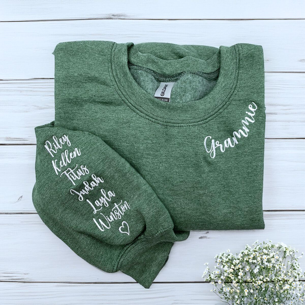 Aunt Sweatshirt or Hoodie with Niece or Nephew Names on Sleeve, Custom Embroidered Gift for Aunt