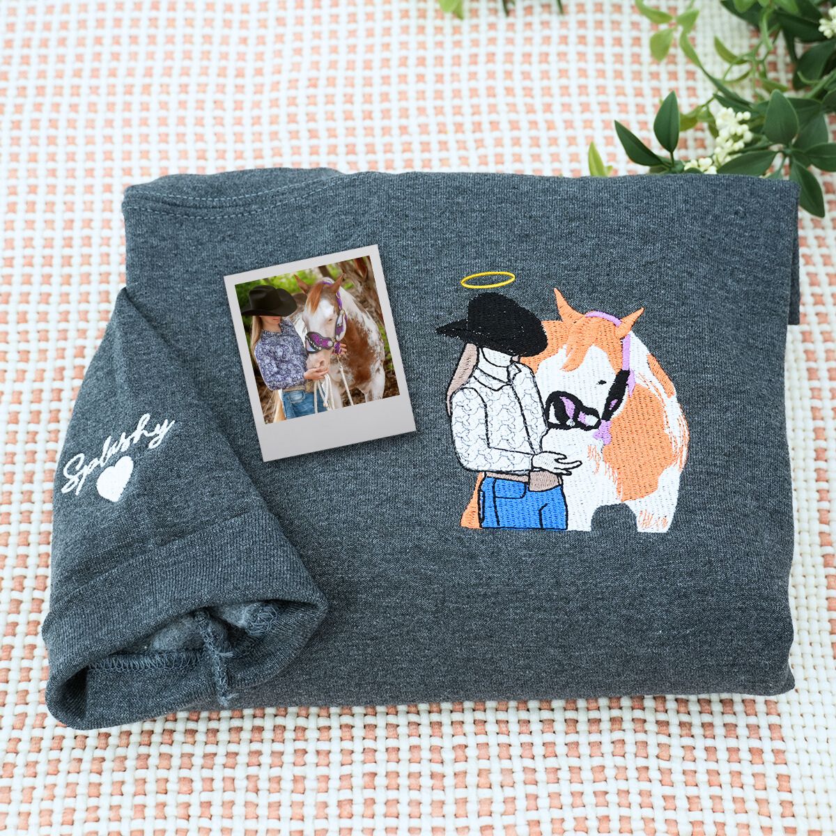 Custom Embroidered Line Art Hoodie from Your Photo, Memorial Sweatshirts