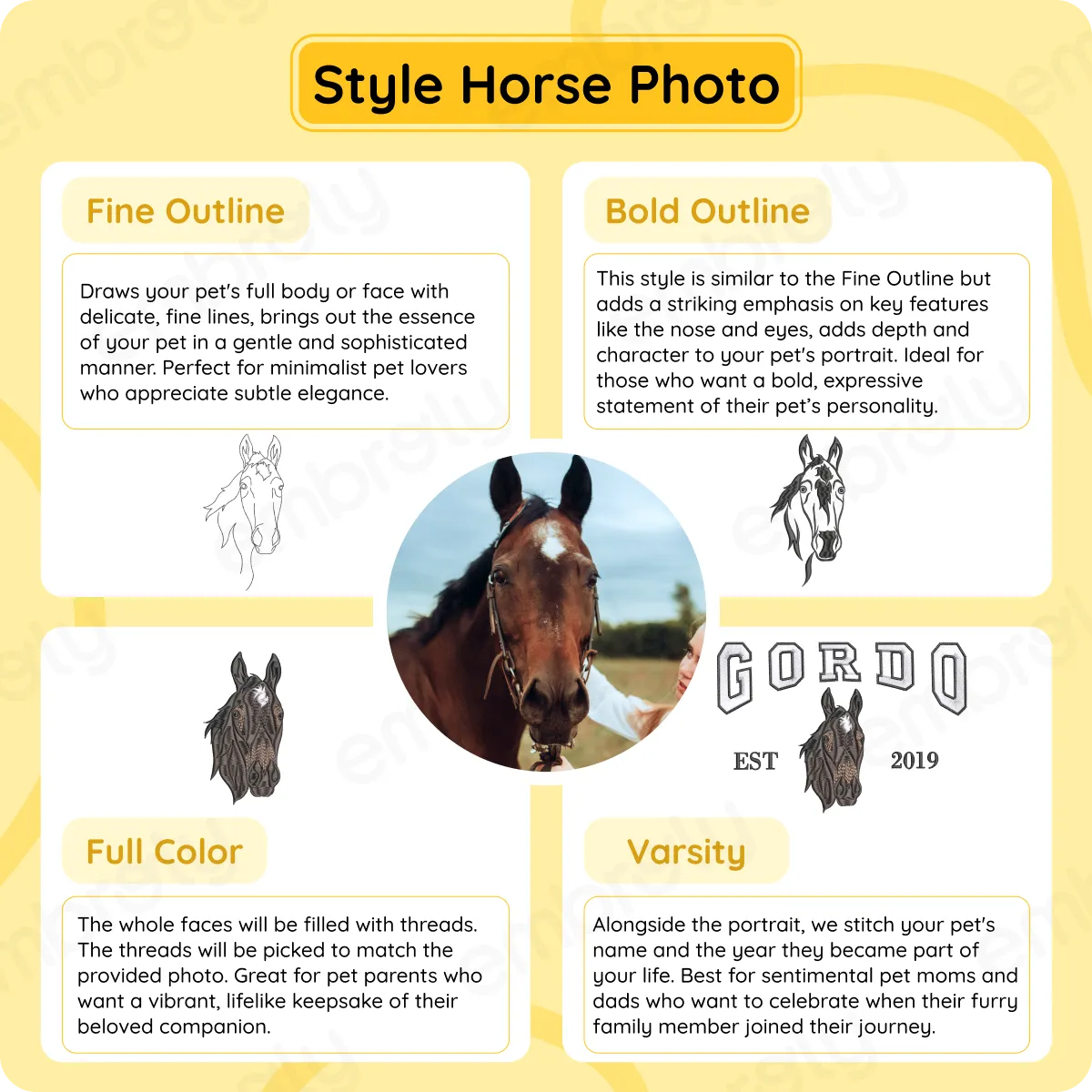 Custom Embroidered Horse Sweatshirts from Your Photo