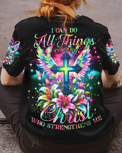 I Can Do All Things Through Christ Cross Wings Colorful Women's All Over Print Shirt - Tlno2811234