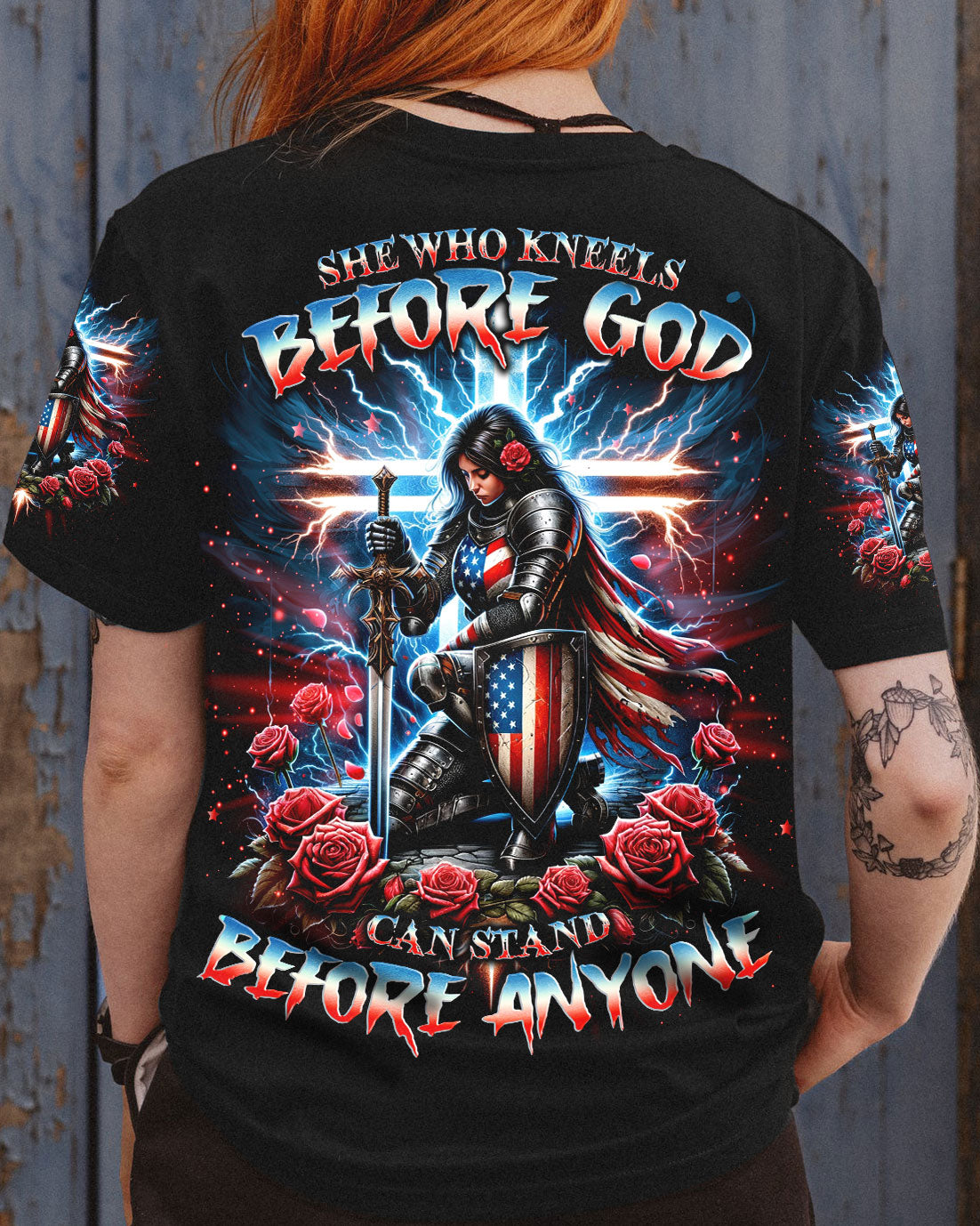 She Who Kneels Before God Warrior Rose Women's All Over Print Shirt - Tlno1112233