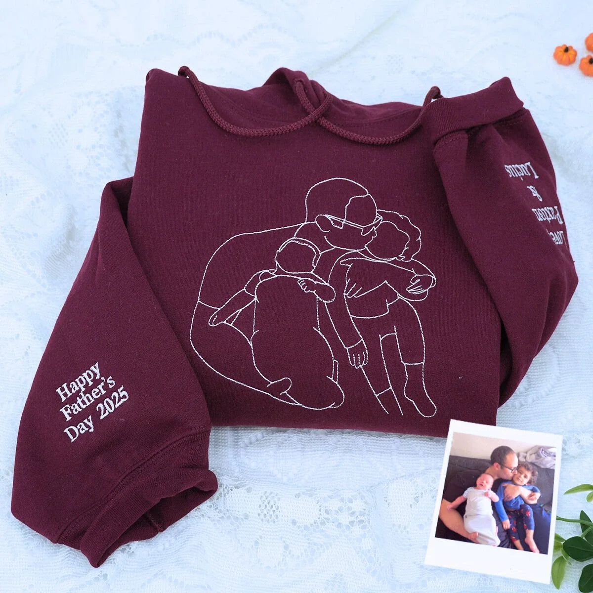 Custom Dad Life Photo Hoodie or Sweatshirt – Personalized Embroidered Gift for Father’s Day Birthday