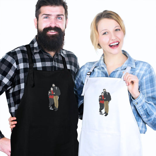 Custom Embroidered Photo Portrait Couple Apron