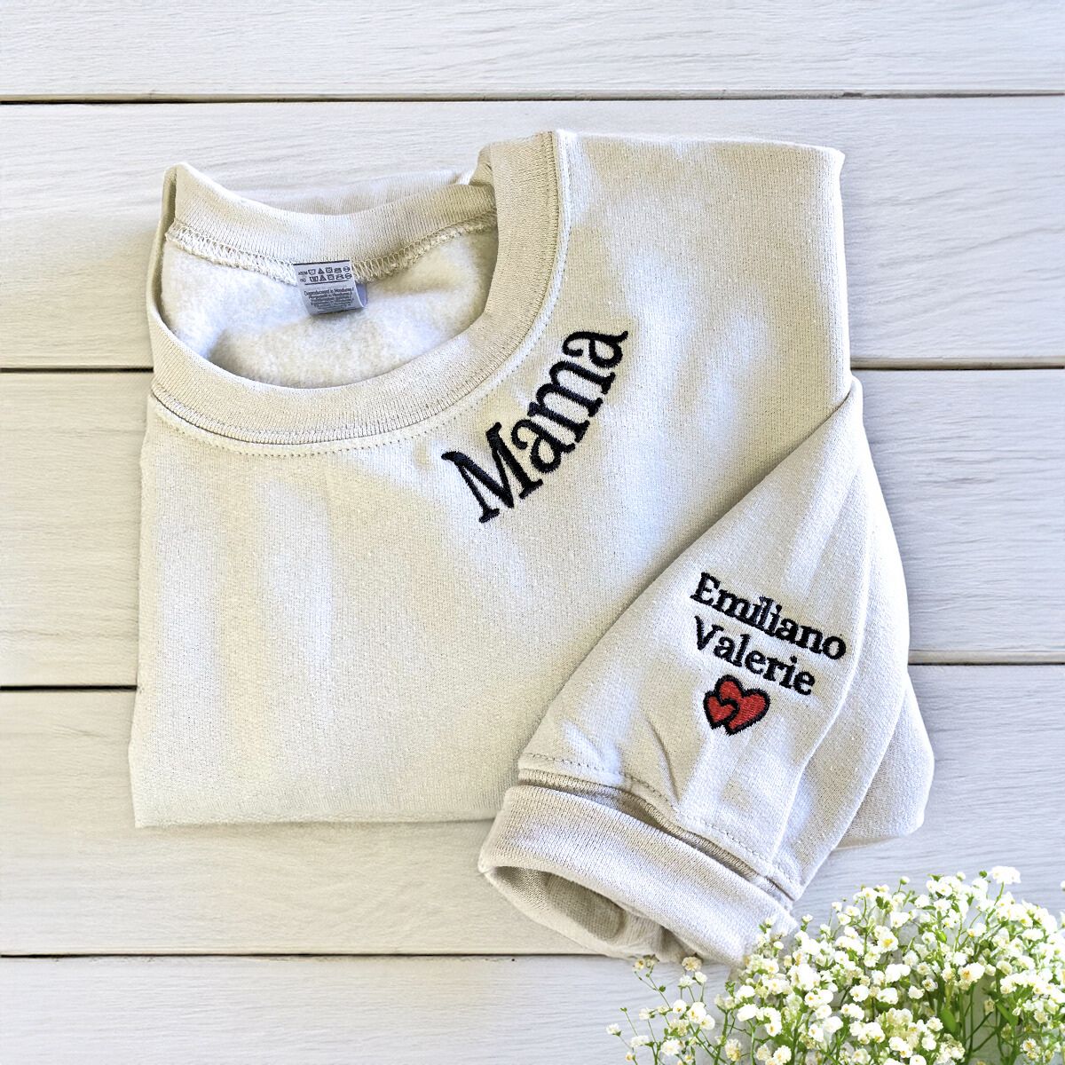 Aunt Sweatshirt or Hoodie with Niece or Nephew Names on Sleeve, Custom Embroidered Gift for Aunt