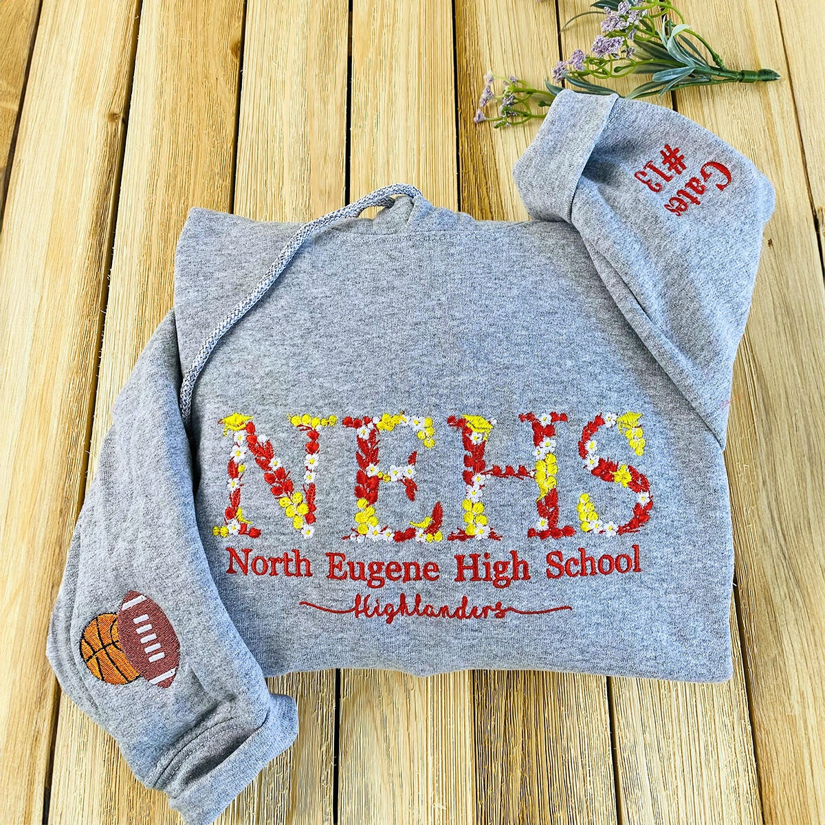 Custom Embroidered High School Name Hoodie