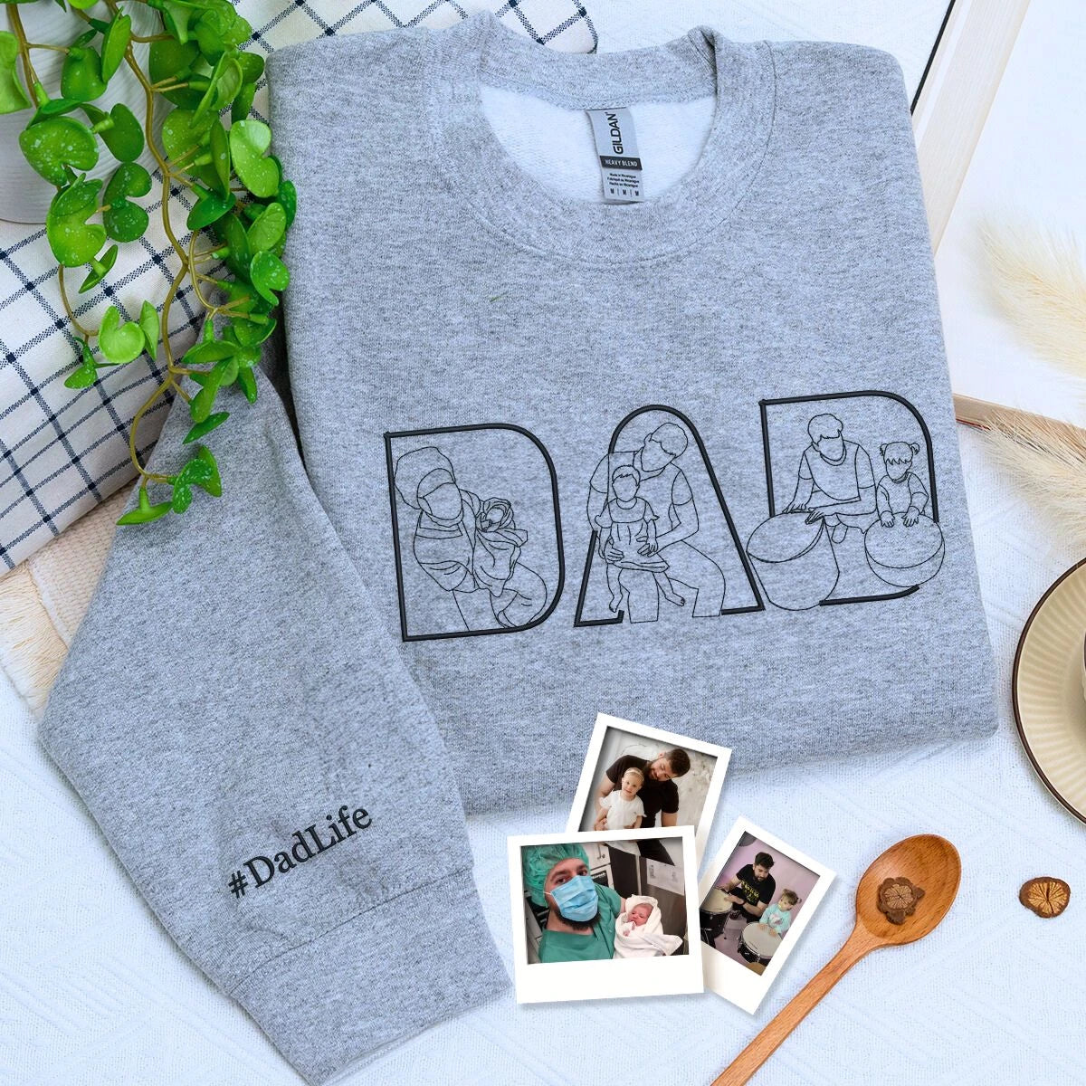 #Dadlife Custom Comic Photo Shirt, Sweatshirt or Hoodie, Embroidered Father’s Day Gift for Dad