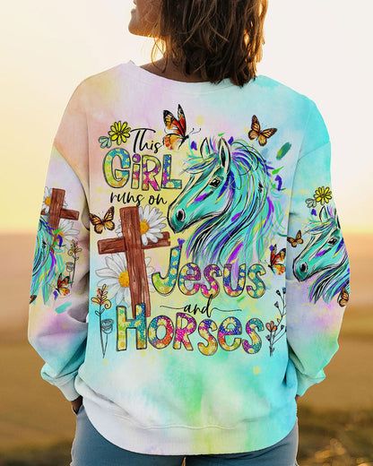 Runs On Jesus And Horses Women's All Over Print Shirt - Tlno2909233