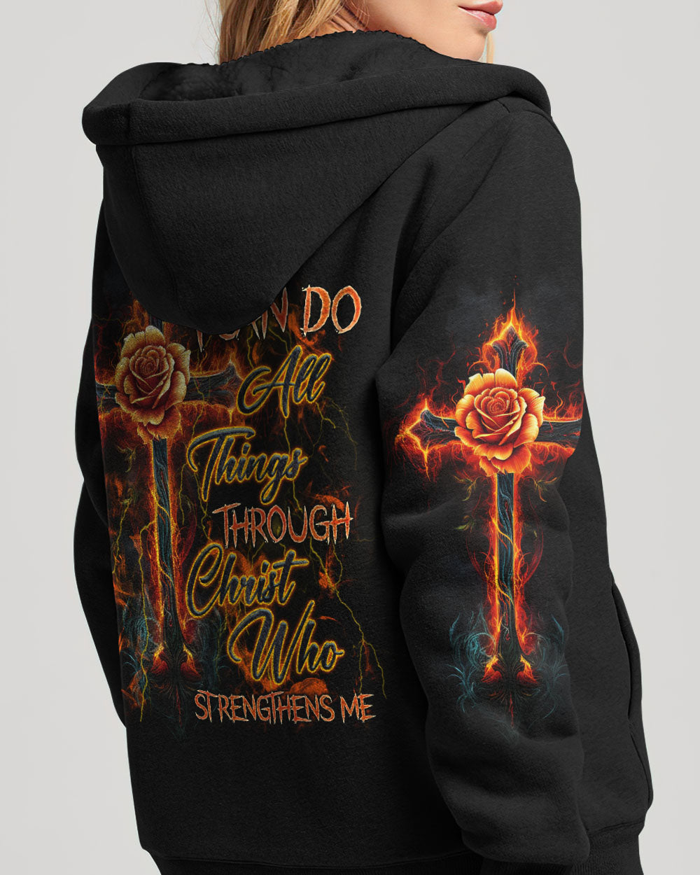 I Can Do All Things Through Christ Fire Cross Women's All Over Print Shirt - Tlnz1610233