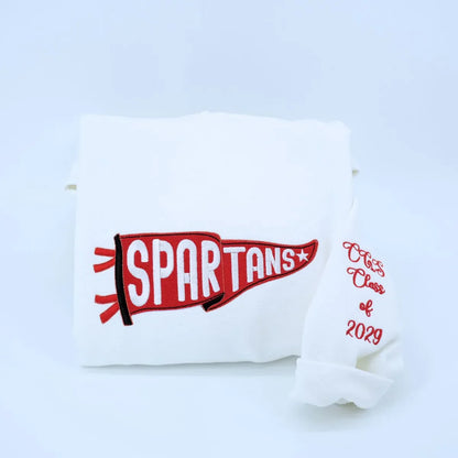 Custom Embroidered Pennant Sweatshirt or Hoodie with Team Name, College Football Sport Team Game Day Gift