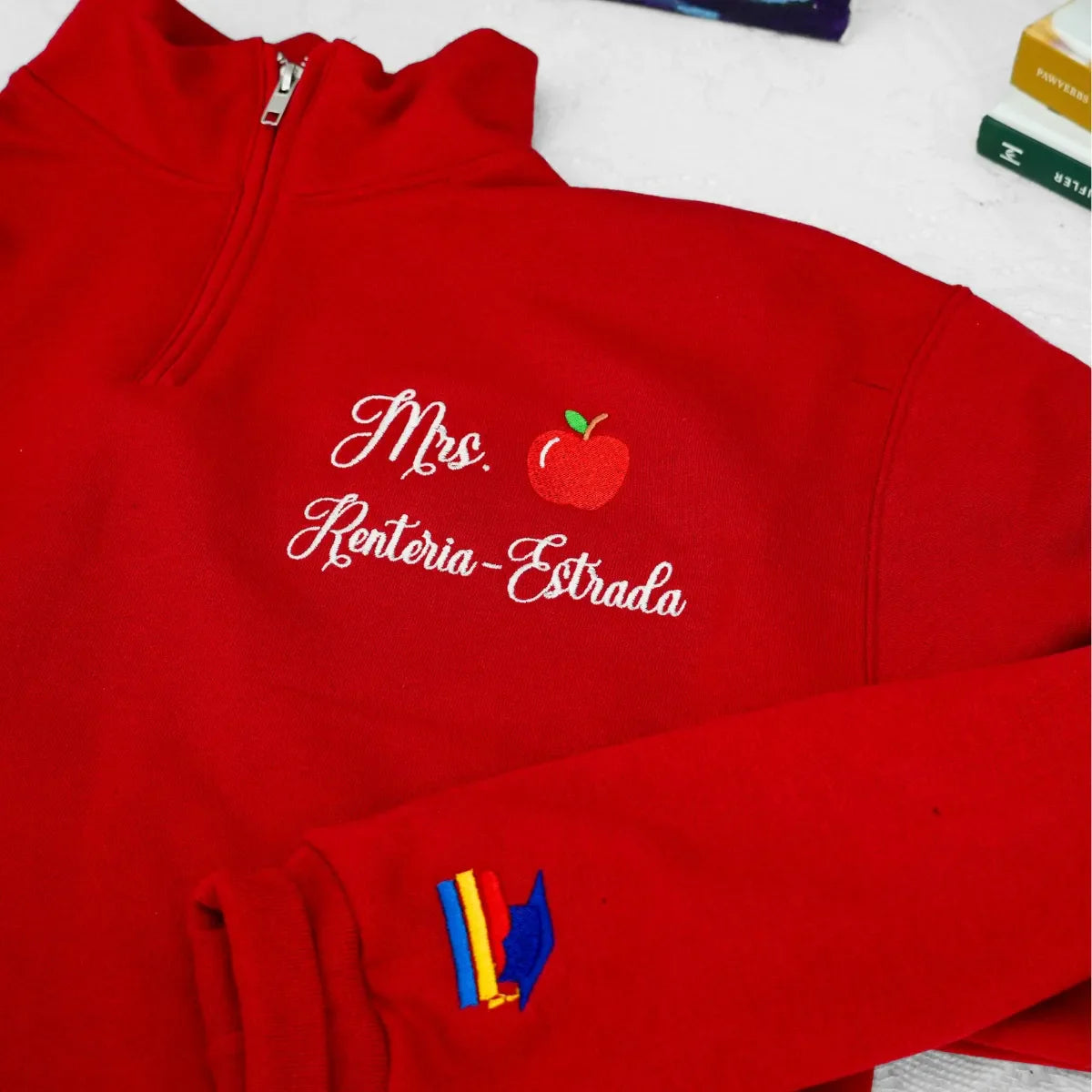 Back To School Teacher Sweatshirt, Custom Embroidered Mrs/Miss Name Tee, Quarter Zip, Hoodie, or Crewneck