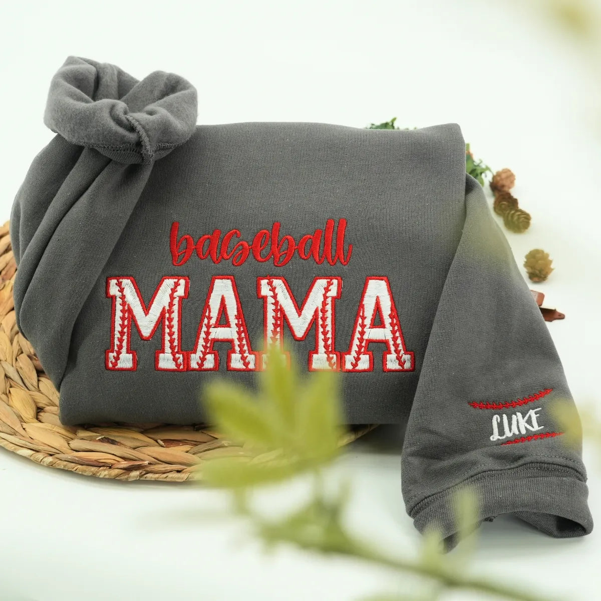 Baseball Mama Sweatshirt, Custom Embroidered Gifts for Baseball Mom