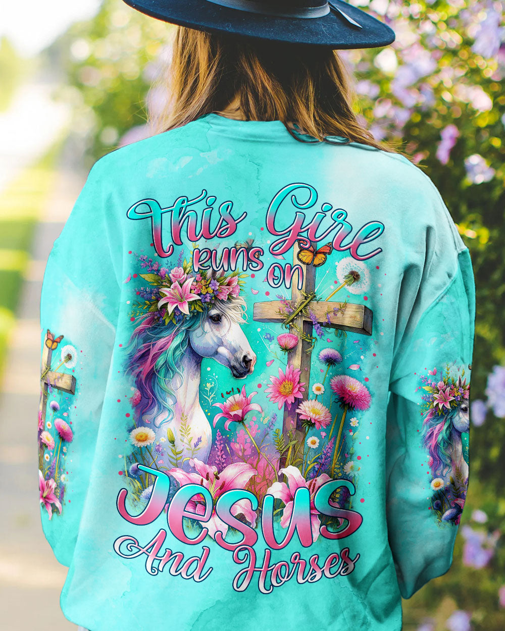 Runs On Jesus And Horses Women's All Over Print Shirt - Tytm0212233