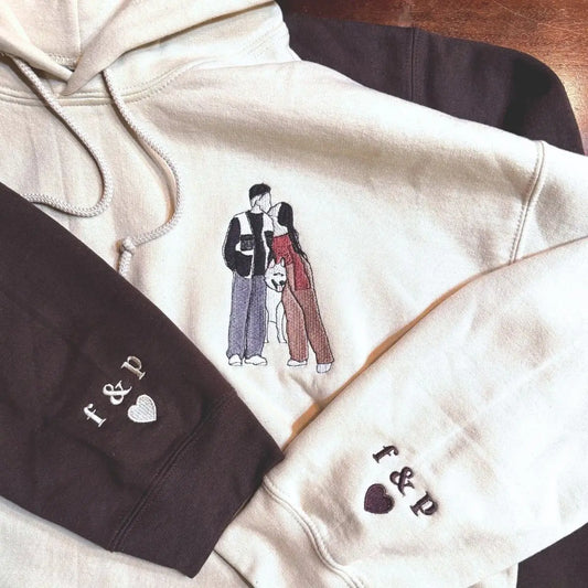 Boyfriend Girlfriend Matching Hoodies or Sweatshirts, Personalized Embroidered Engagement Gifts