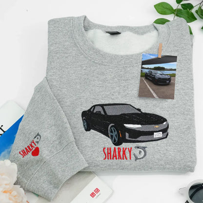 Custom Embroidered Car Hoodie, Sweatshirt, Personalized Car Gifts for Him