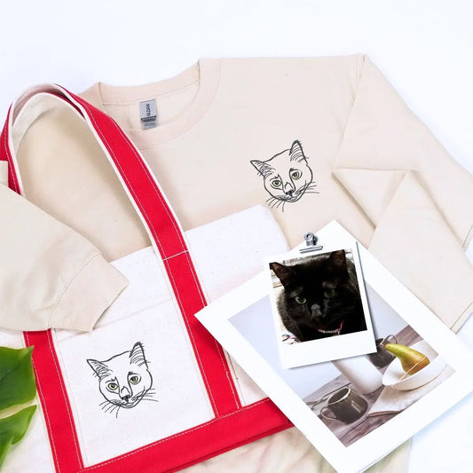 Cat Lover Twin Pack: Embroidered Sweatshirt & Tote Bag