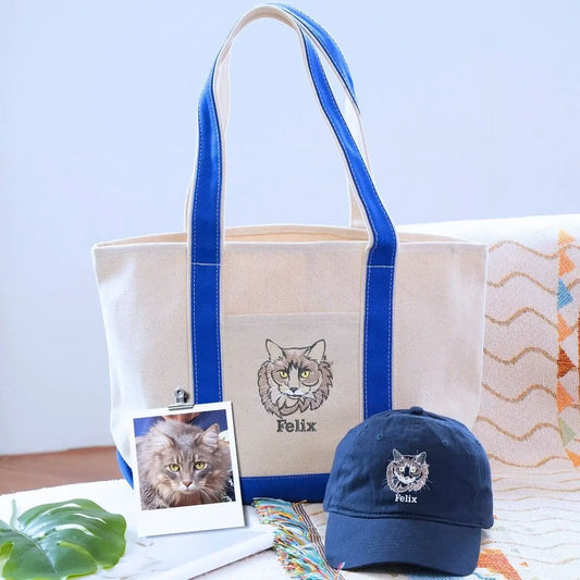 Cat Lover Twin Pack: Embroidered Hat & Tote Bag