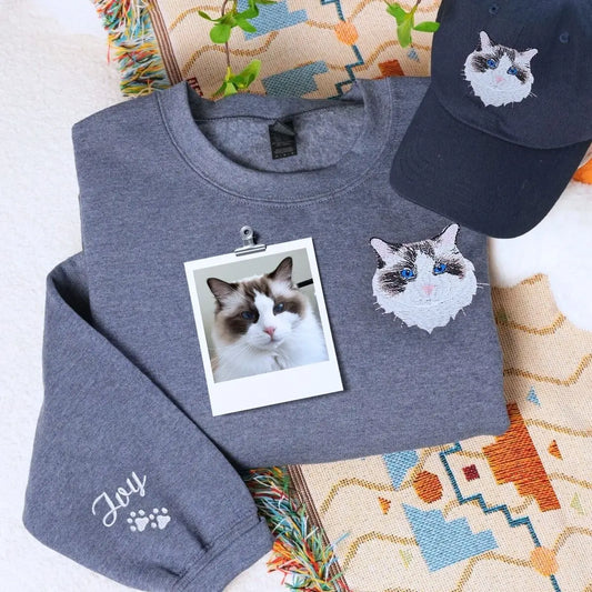 Cat Lover Twin Pack: Embroidered Sweatshirt & Hat