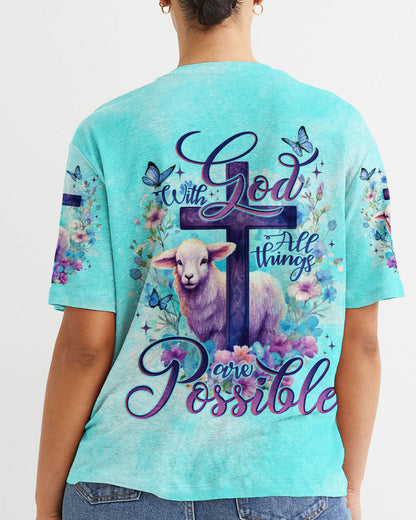 With God All Things Are Possible Lamb Women's All Over Print Shirt - Tlno0510231