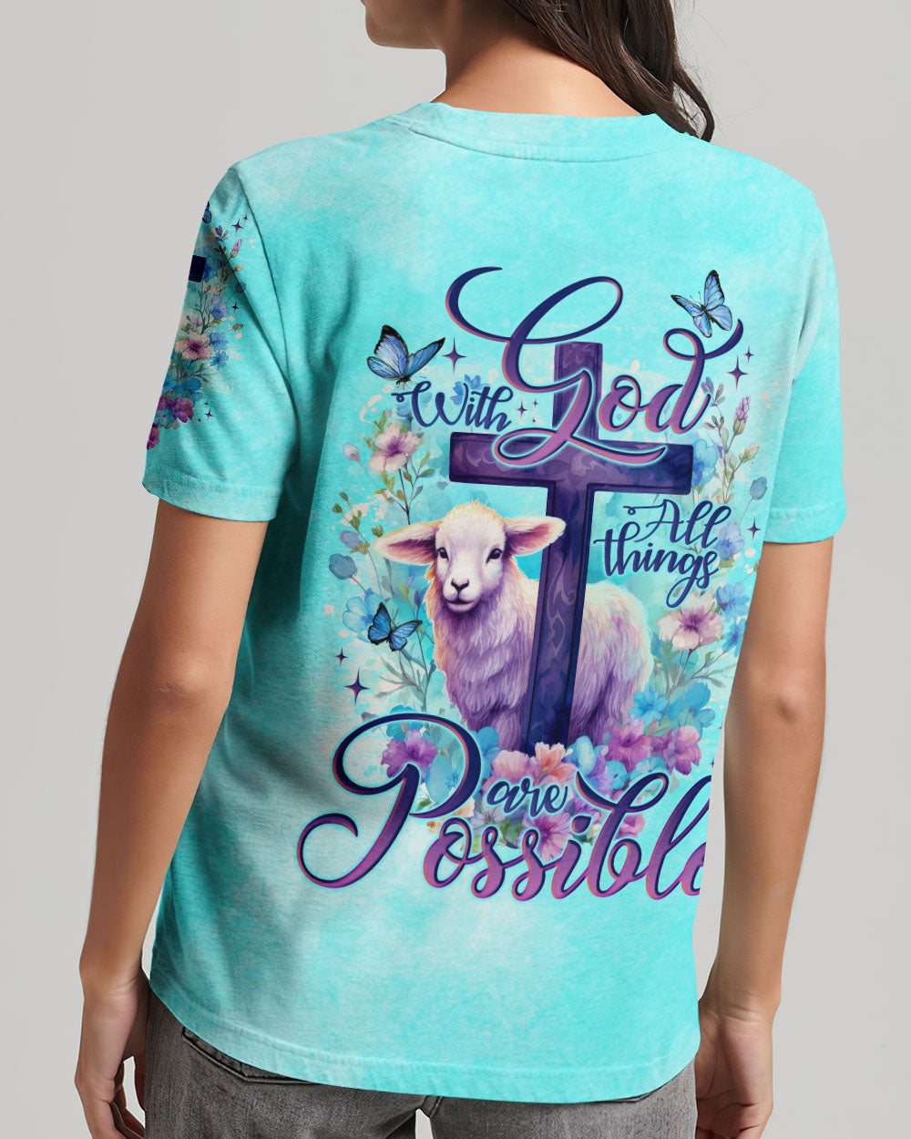 With God All Things Are Possible Lamb Women's All Over Print Shirt - Tlno0510231