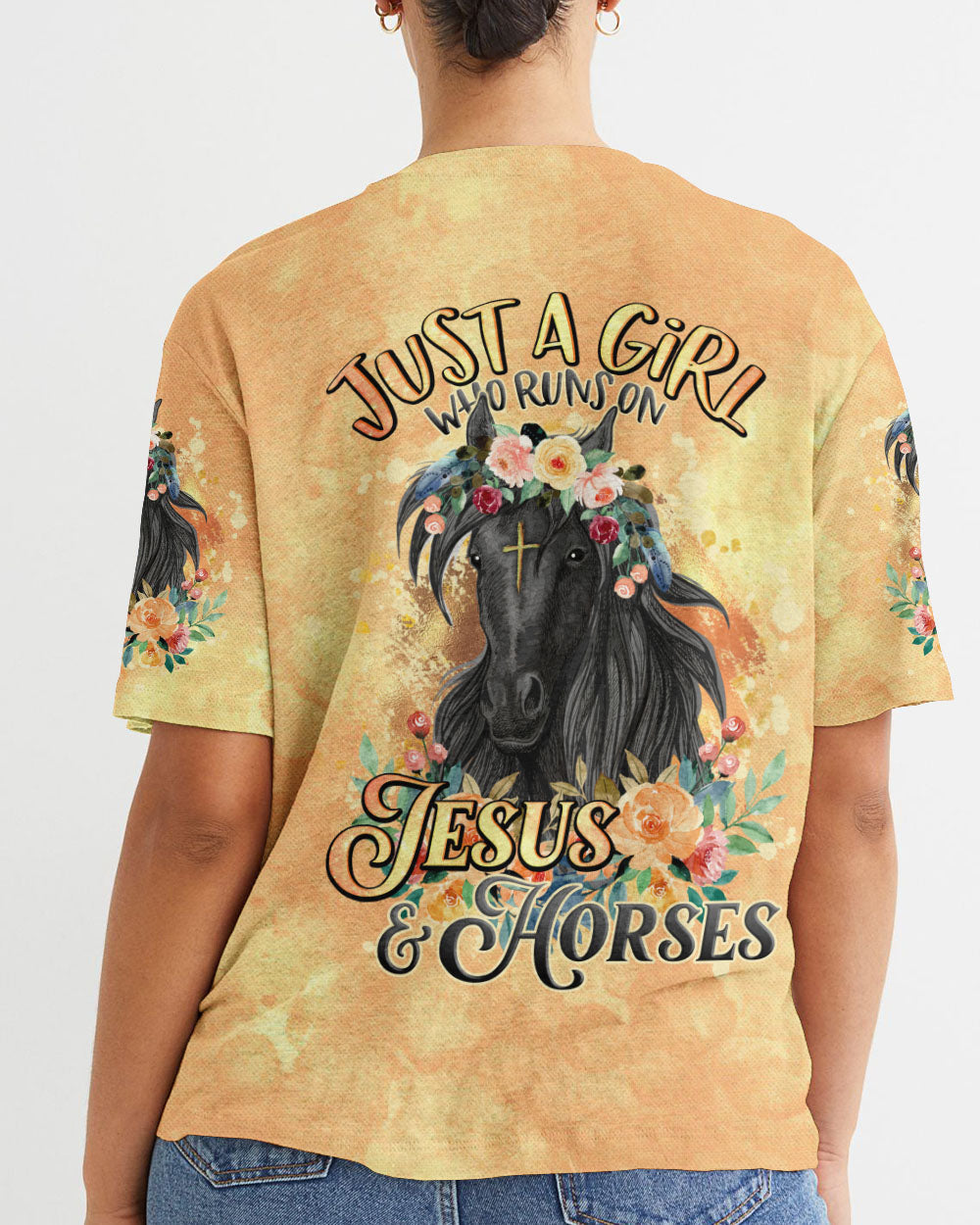 Runs On Jesus And Horses Women's All Over Print - Tlno0610234