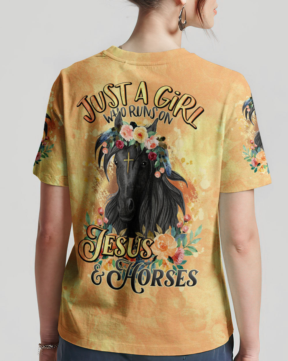 Runs On Jesus And Horses Women's All Over Print - Tlno0610234