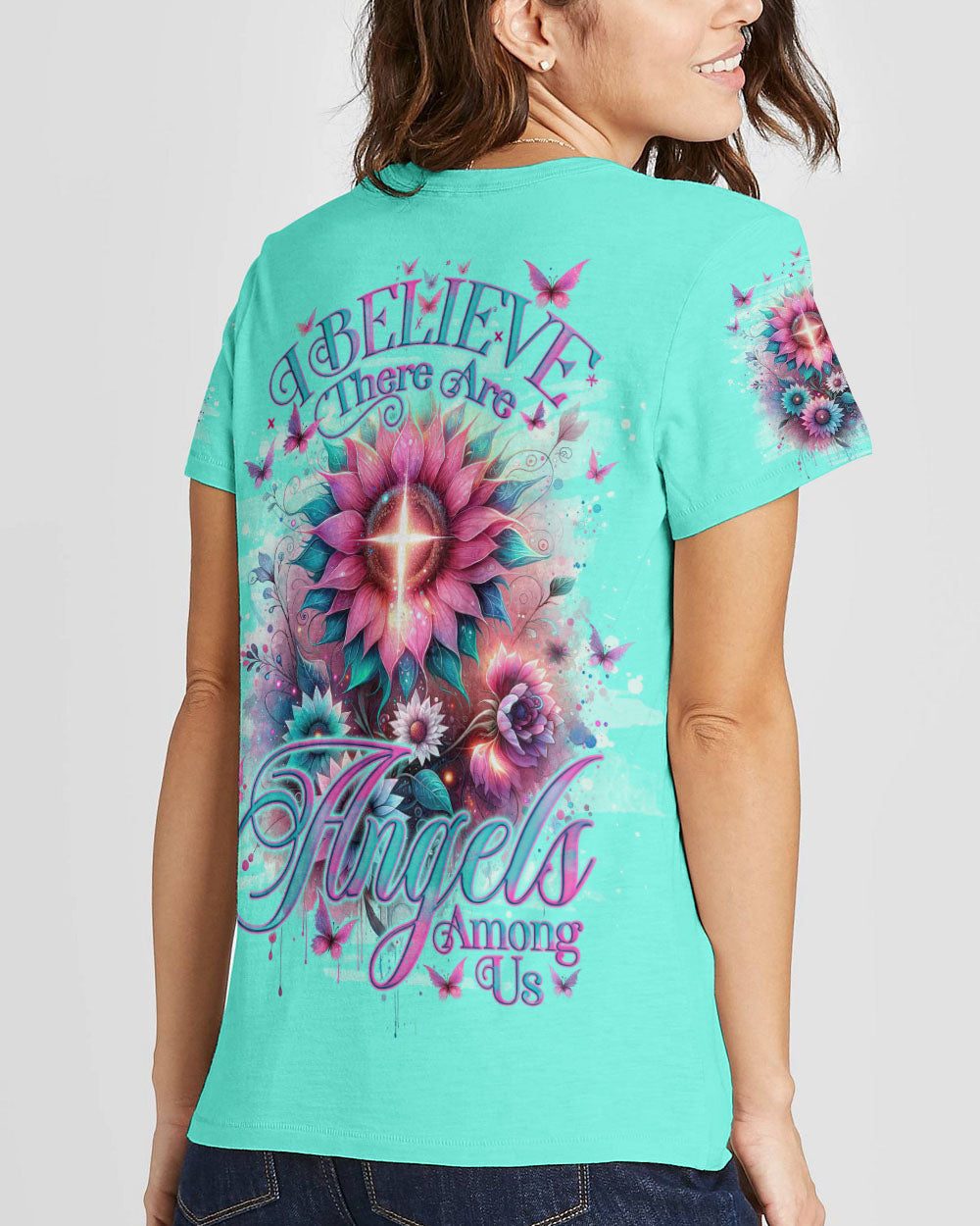 I Believe There Are Angels Among Us Sunflower Women's All Over Print Shirt - Tlno0912233