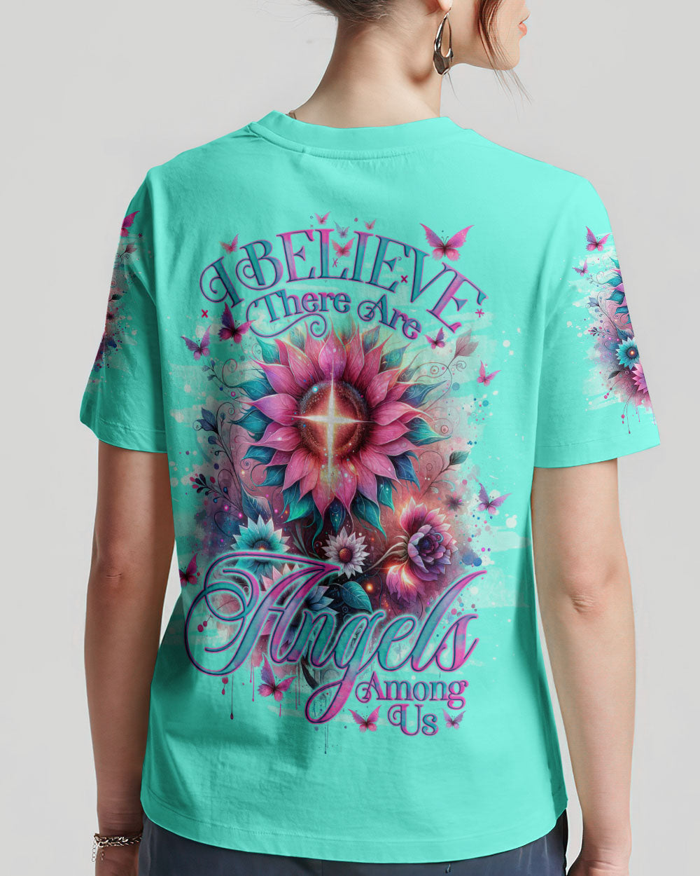 I Believe There Are Angels Among Us Sunflower Women's All Over Print Shirt - Tlno0912233