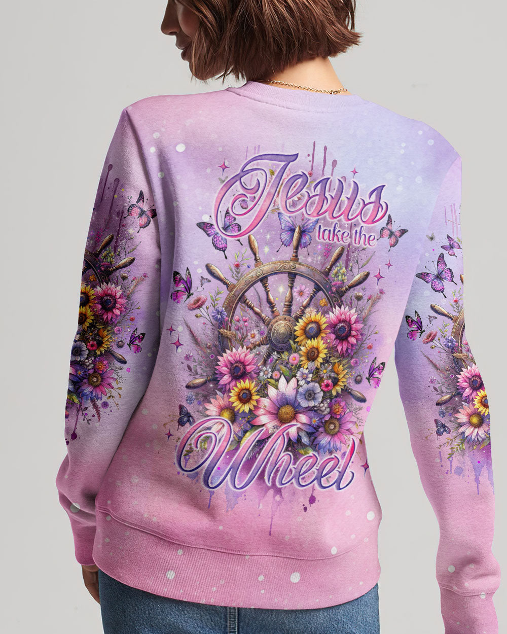 Jesus Take The Wheel Floral Women's All Over Print Shirt - Tlno2211234