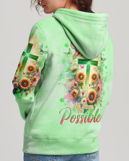 With God All Things Are Possible Sunflower Cross Women's All Over Print Shirt - Tlno2511232