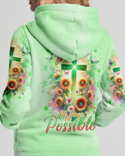 With God All Things Are Possible Sunflower Cross Women's All Over Print Shirt - Tlno2511232