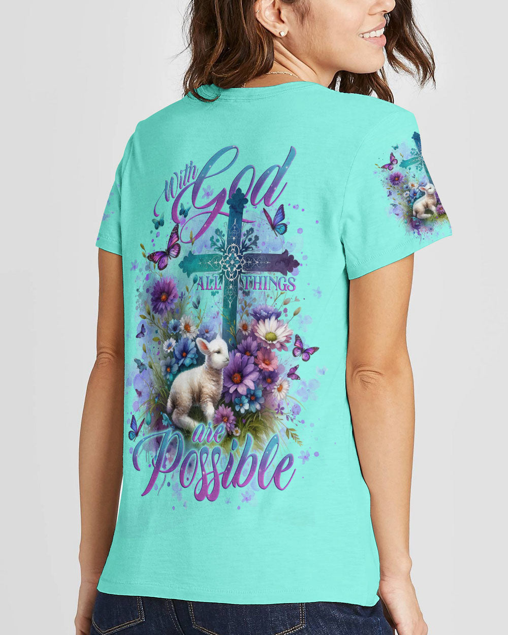 With God All Things Are Possible Lamb Women's All Over Print Shirt - Tlno2512234