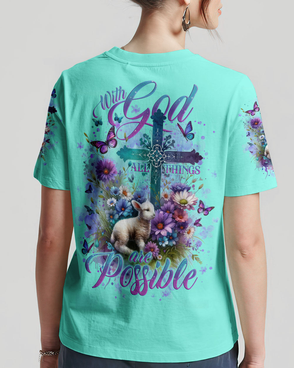 With God All Things Are Possible Lamb Women's All Over Print Shirt - Tlno2512234