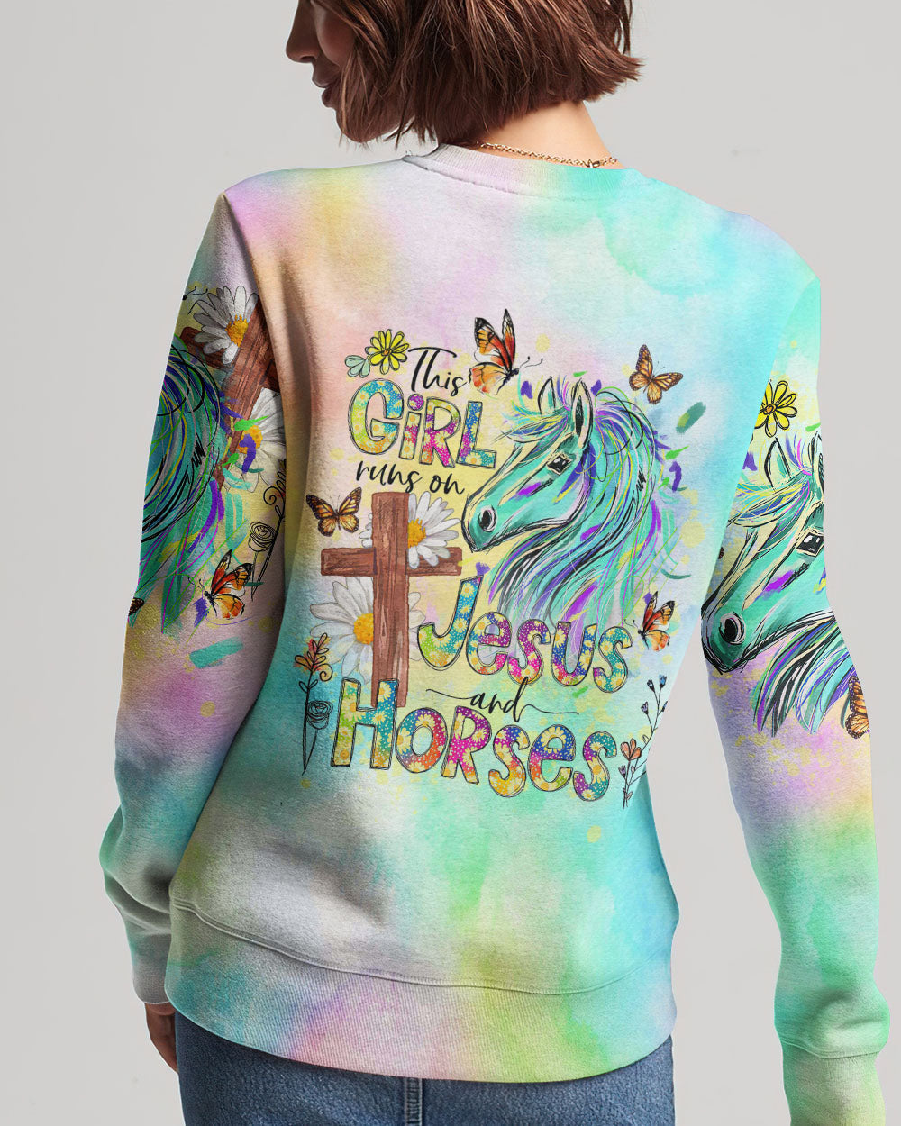 Runs On Jesus And Horses Women's All Over Print Shirt - Tlno2909233