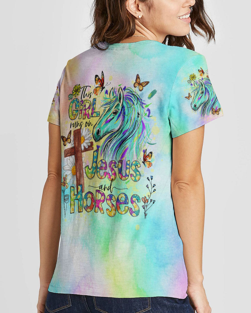 Runs On Jesus And Horses Women's All Over Print Shirt - Tlno2909233