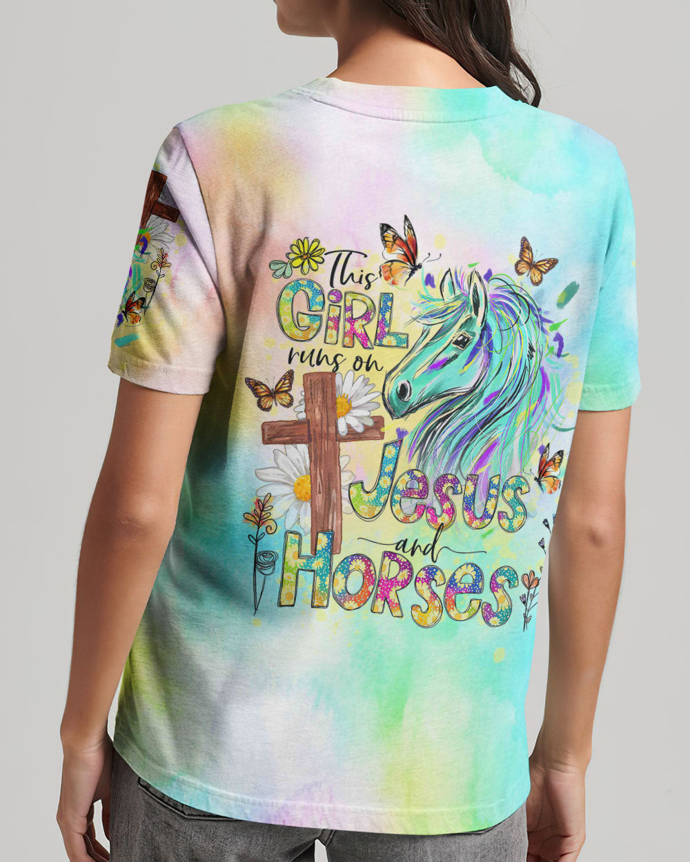 Runs On Jesus And Horses Women's All Over Print Shirt - Tlno2909233