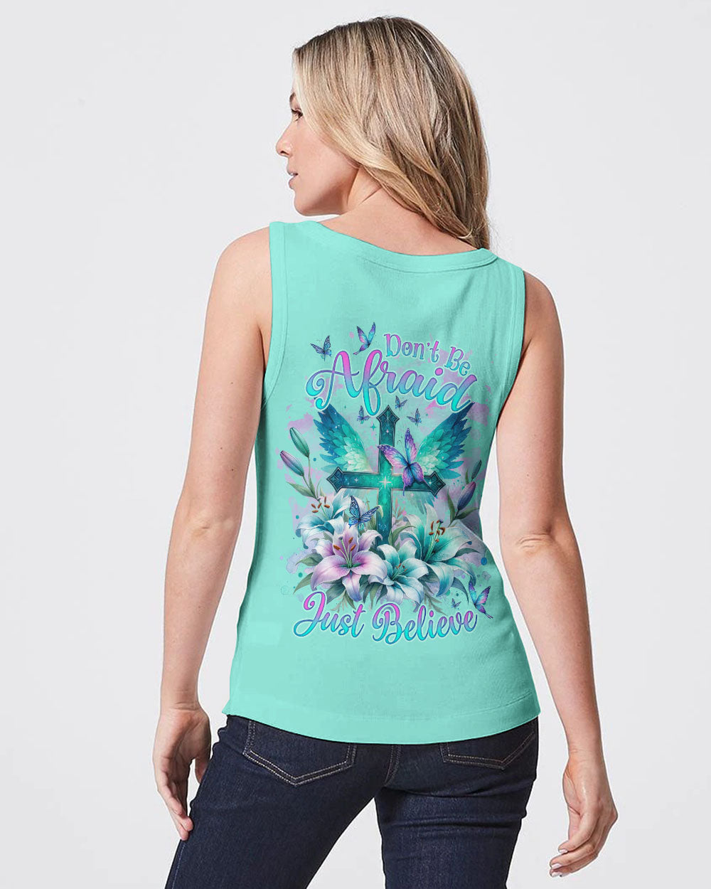 Don't Be Afraid Just Believe Cross Lilies Women's All Over Print Shirt - Tlnz0512234