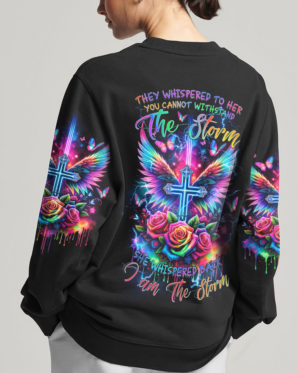 I Am The Storm Cross Rose Colorful Women's All Over Print Shirt - Tlnz1212234