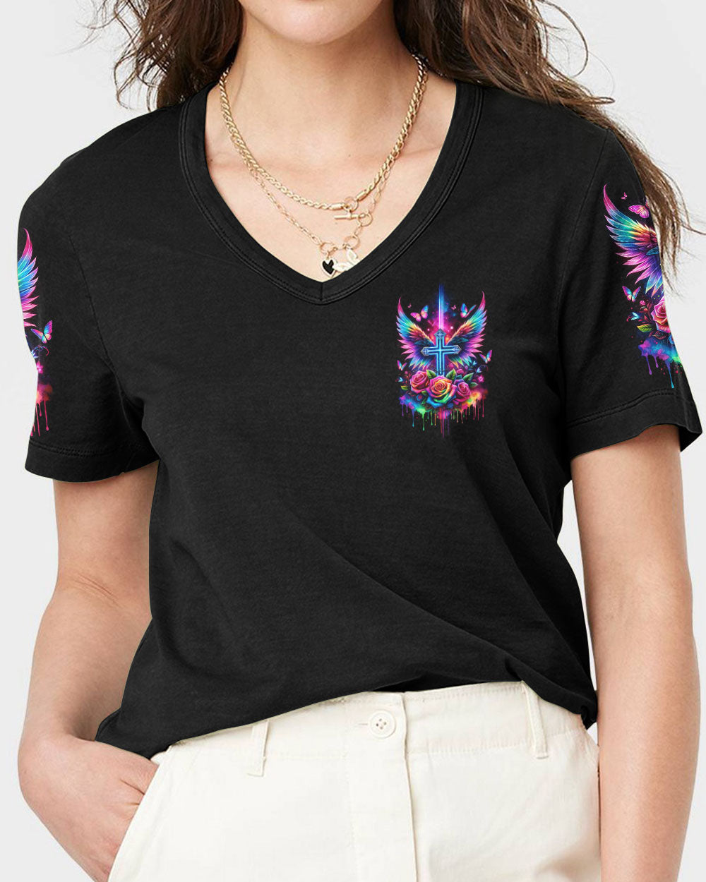 I Am The Storm Cross Rose Colorful Women's All Over Print Shirt - Tlnz1212234