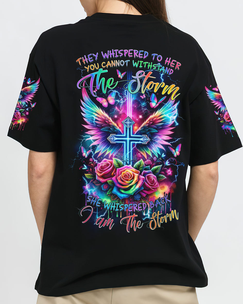 I Am The Storm Cross Rose Colorful Women's All Over Print Shirt - Tlnz1212234