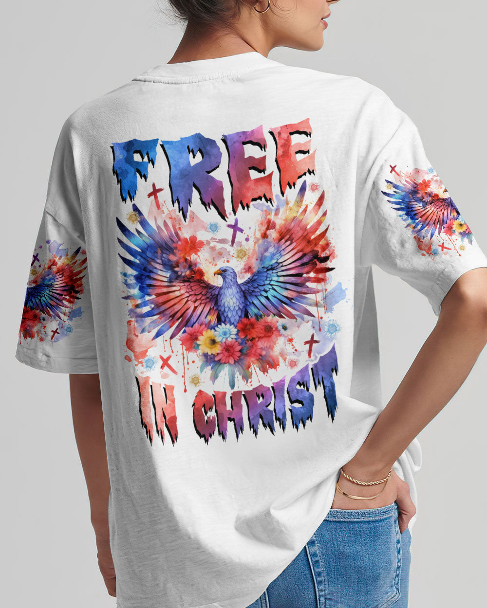 Free In Christ Eagle Flower Women's All Over Print Shirt - Tlnz1509234