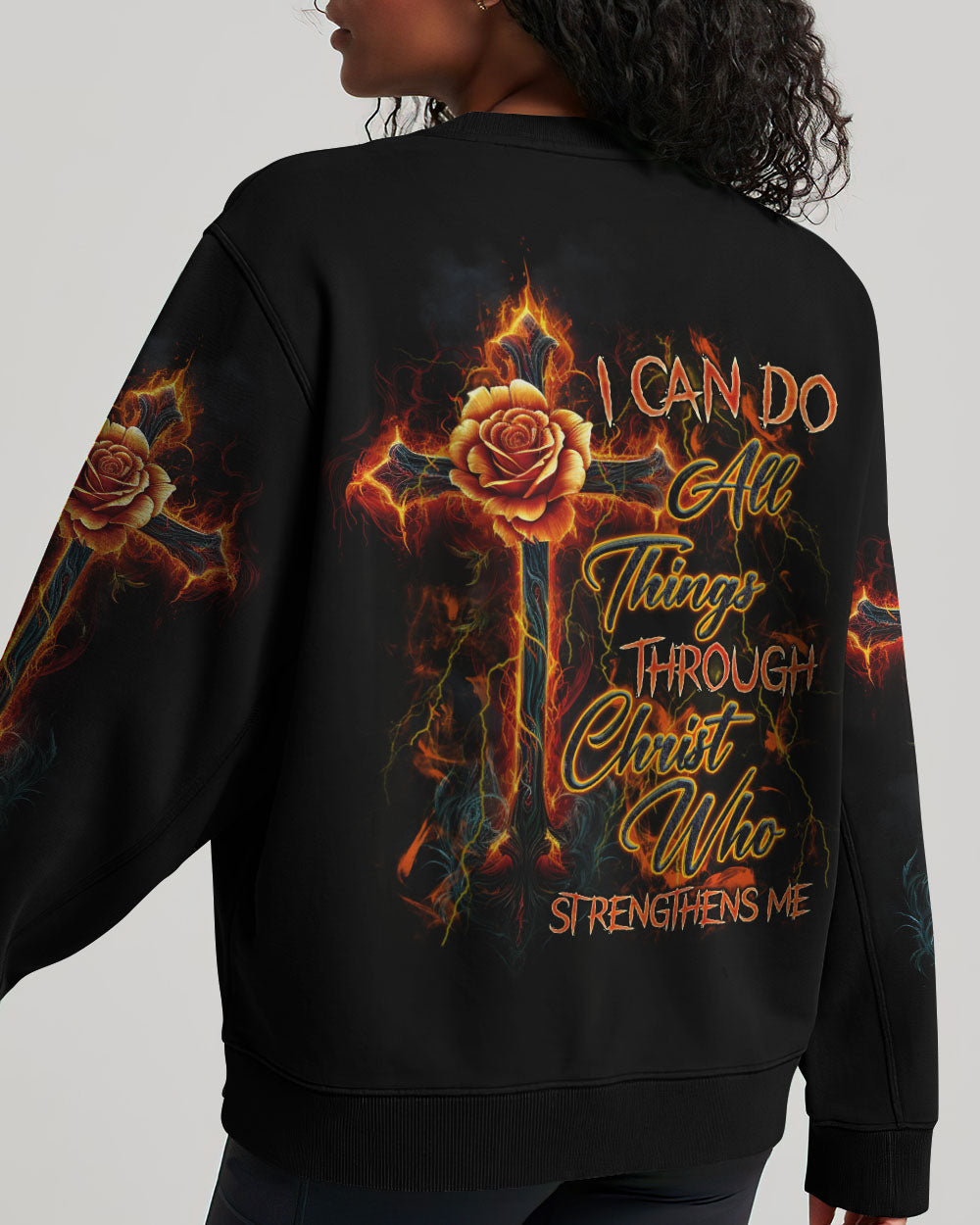 I Can Do All Things Through Christ Fire Cross Women's All Over Print Shirt - Tlnz1610233