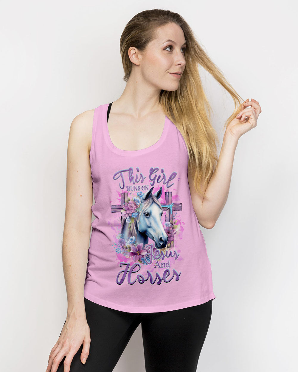 Runs On Jesus And Horses Women's All Over Print Shirt - Tlnz2712232