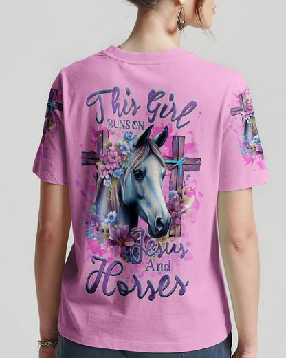 Runs On Jesus And Horses Women's All Over Print Shirt - Tlnz2712232