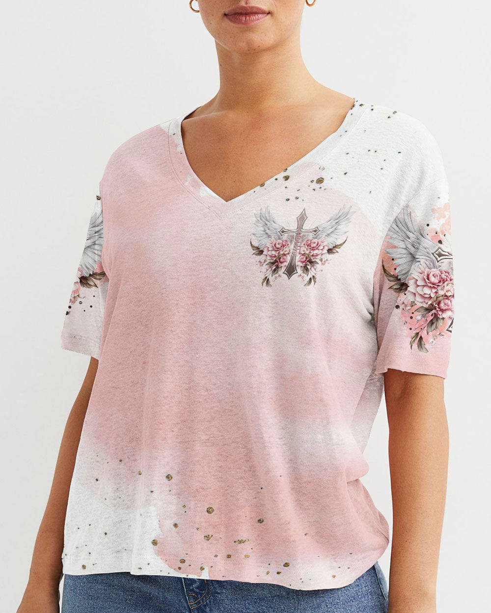 I Believe There Are Angels Among Us Floral Wings Women's All Over Print Shirt - Tltr2508234