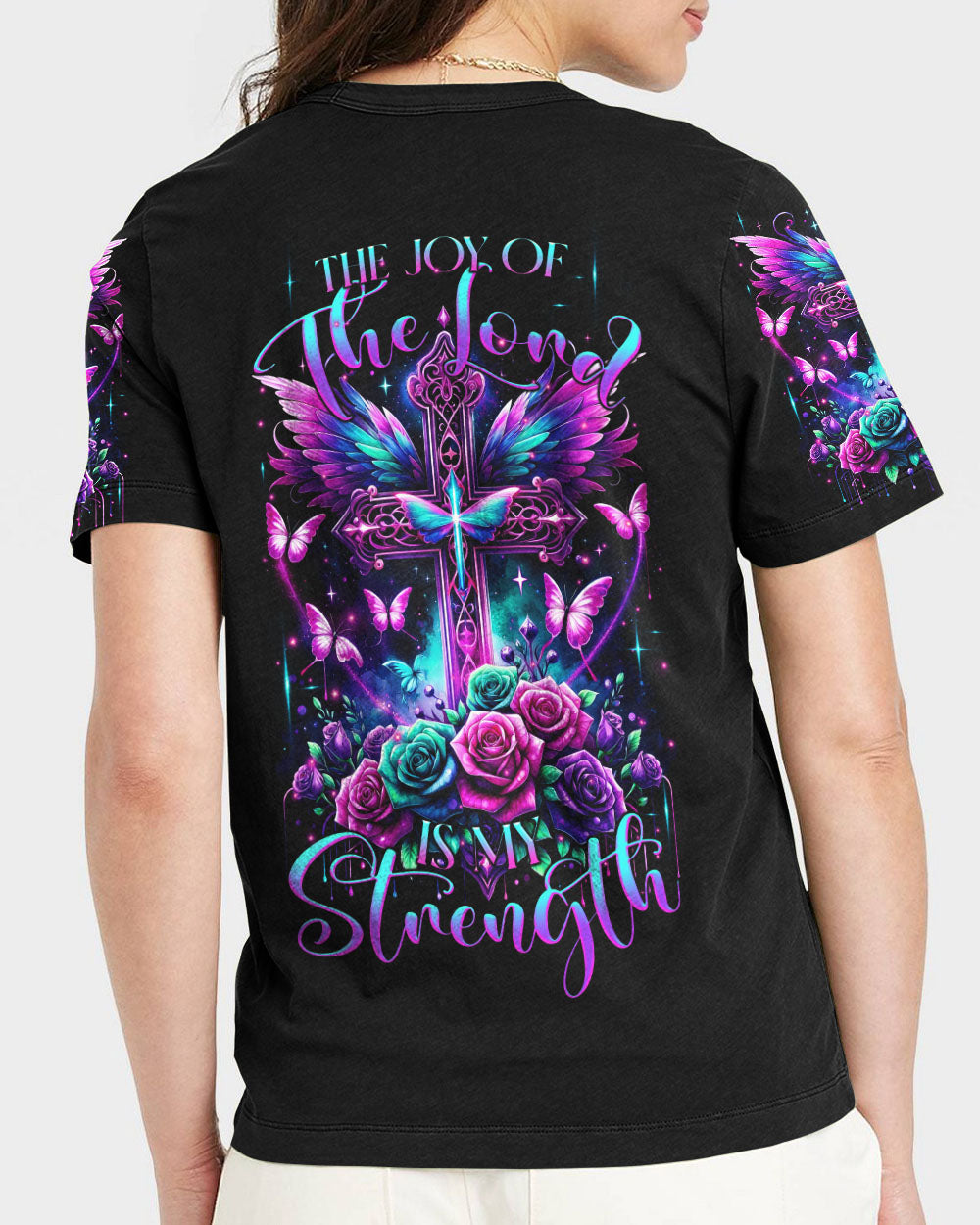 The Joy Of The Lord Cross Wings Rose Women's All Over Print Shirt - Tltr3011232