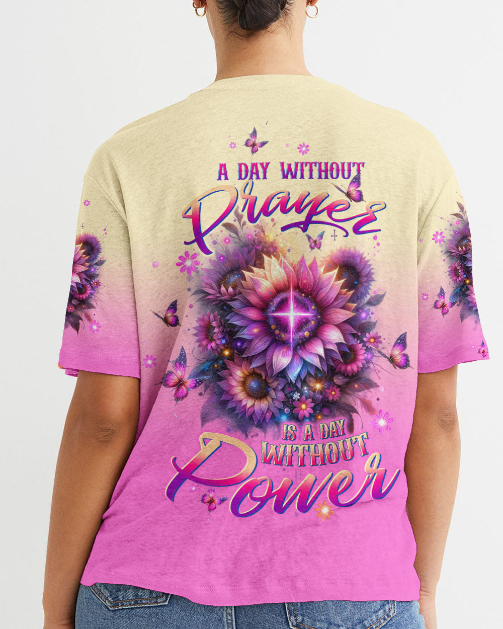 A Day Without Prayer Is A Day Without Power Sunflower Women's All Over Print Shirt - Tltw0912231